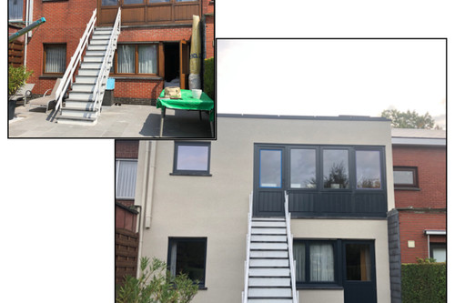 vlakcementeren + afwerking in spuitkurk